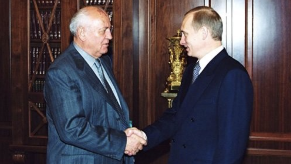 Two Russian leaders shaking hands
