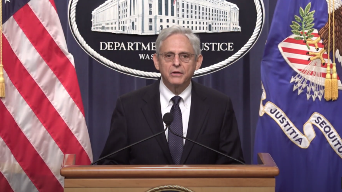 Merrick Garland giving a press conference