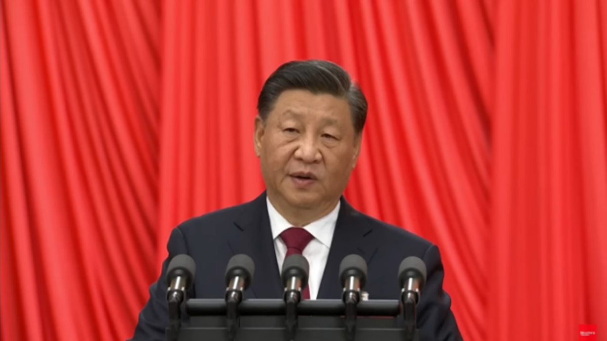 Xi Jinping giving a speech at CCP National Party Congress