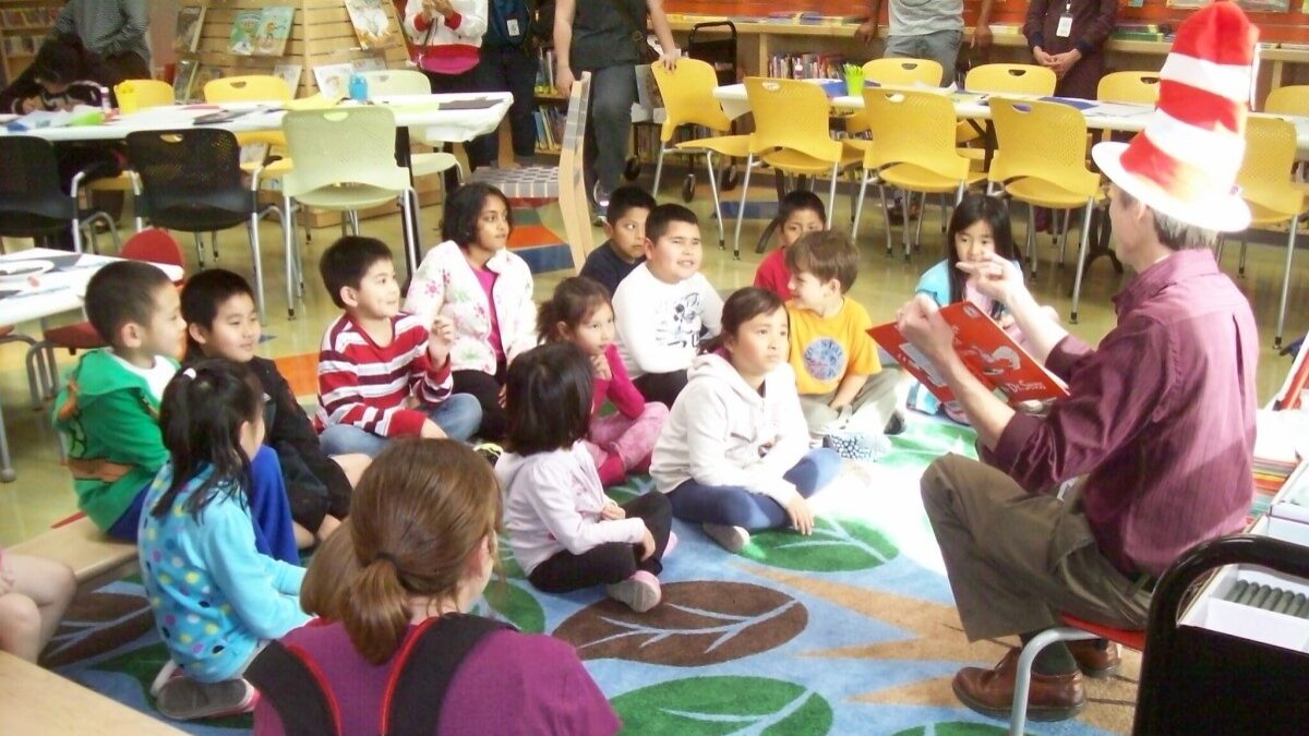 children's story time in library
