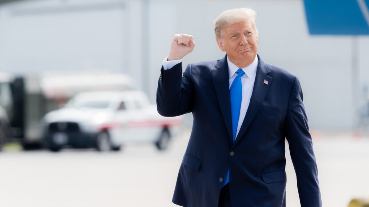 Donald Trump raises fist