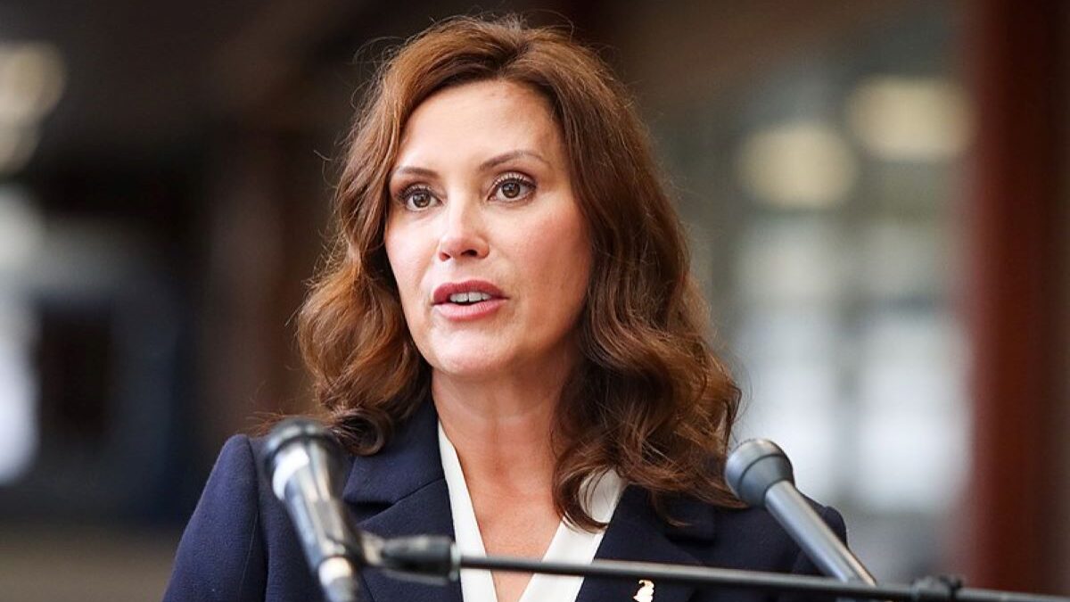 Gretchen Whitmer speaking at a press conference
