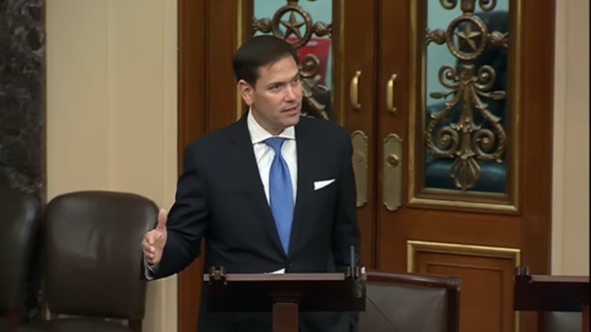 Marco Rubio giving a speech on the Senate floor