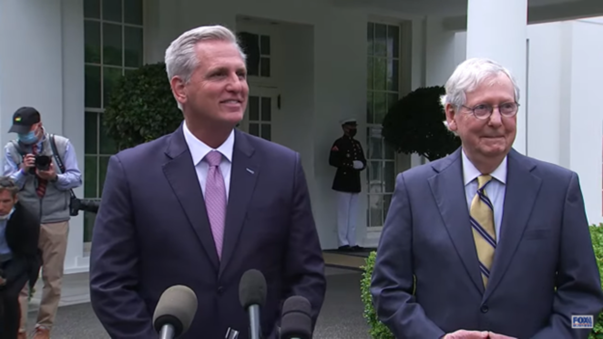 Kevin McCarthy and Mitch McConnell at a press conference