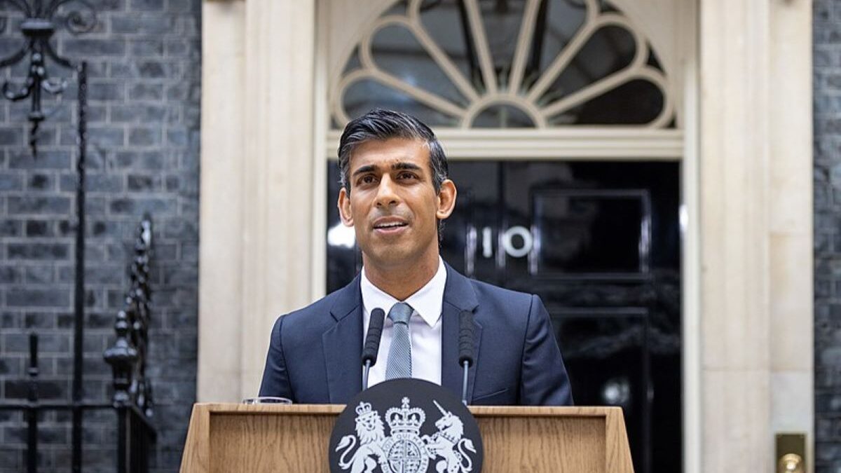 Rishi Sunak giving his first speech as UK Prime Minister