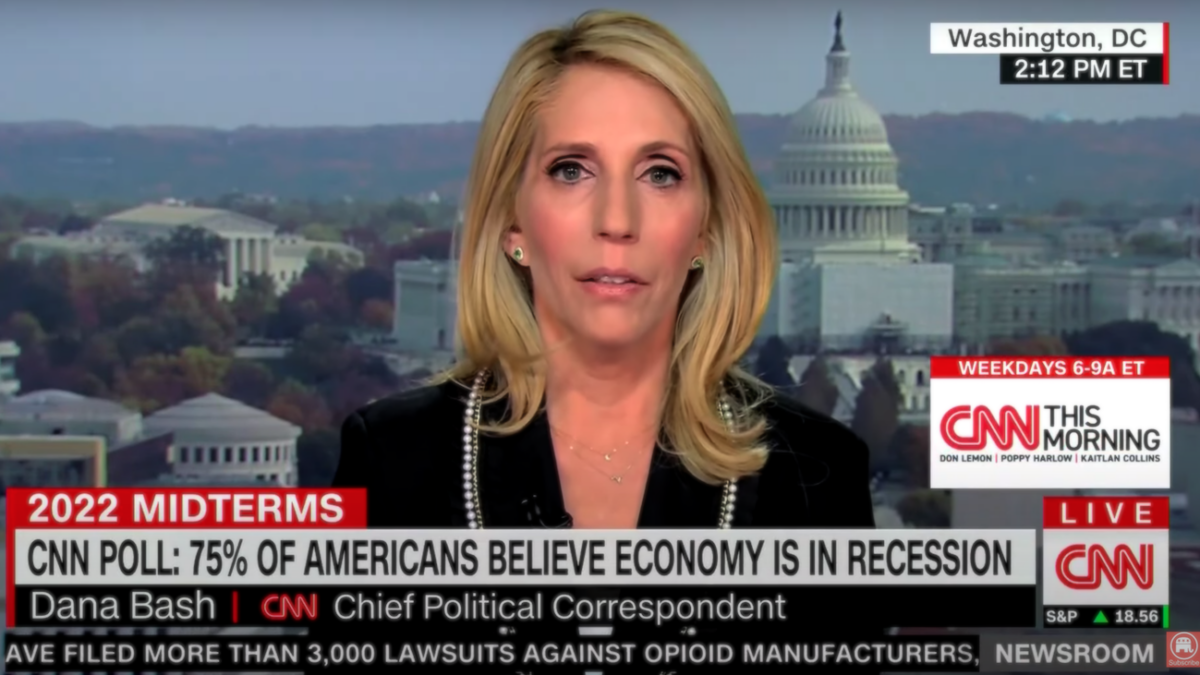 media outlet CNN's Dana bash talking about recession