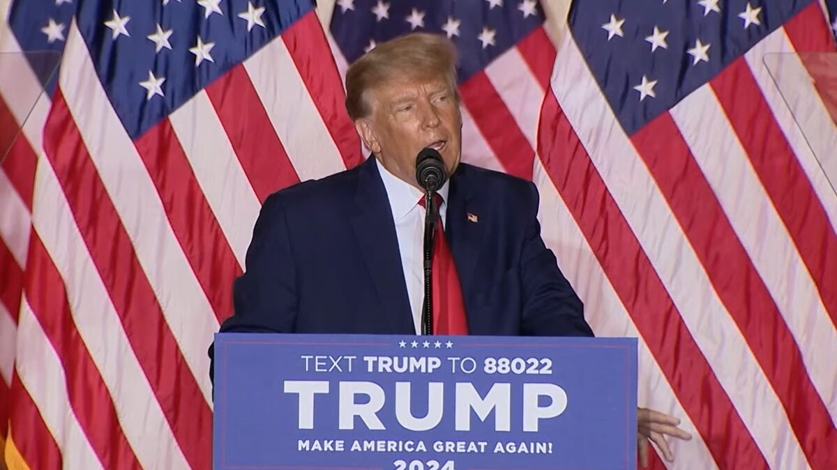 Donald Trump speaking at an event