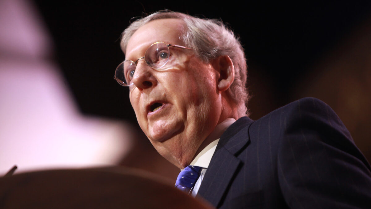 Mitch McConnell speaking, close-up