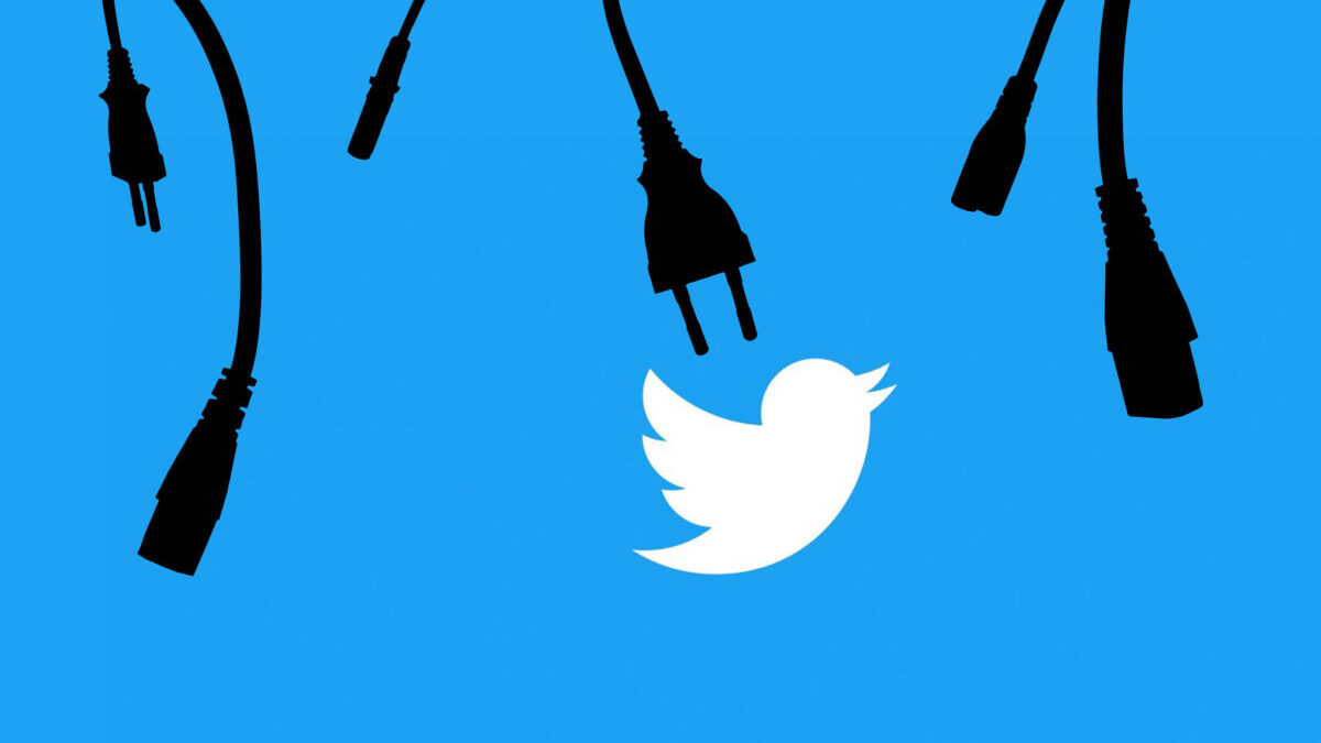 Twitter logo with black cords