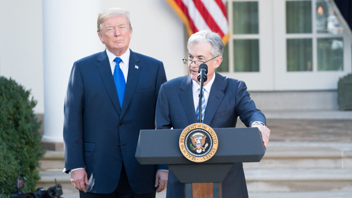 Jerome Powell, Fed chairman, with Donald Trump at the White House