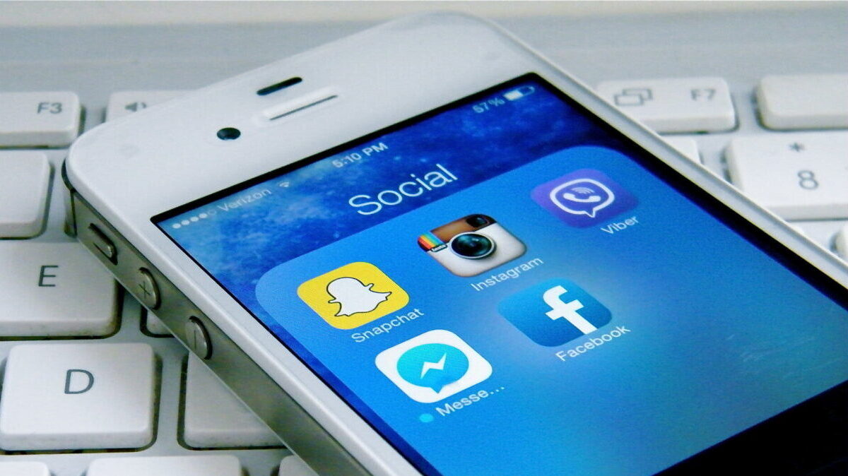 social media apps on a smartphone screen