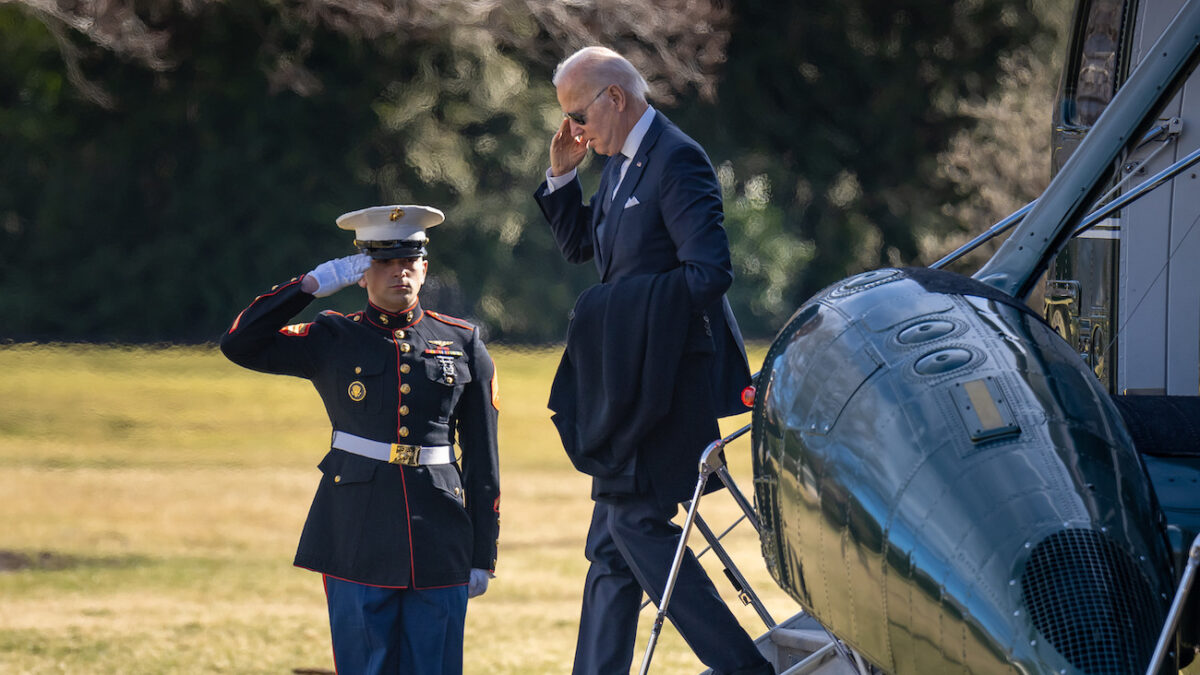 Joe Biden gets off Marine One