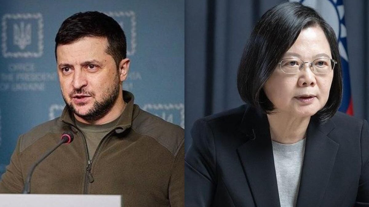 Ukraine and Taiwan's respective presidents at press conferences