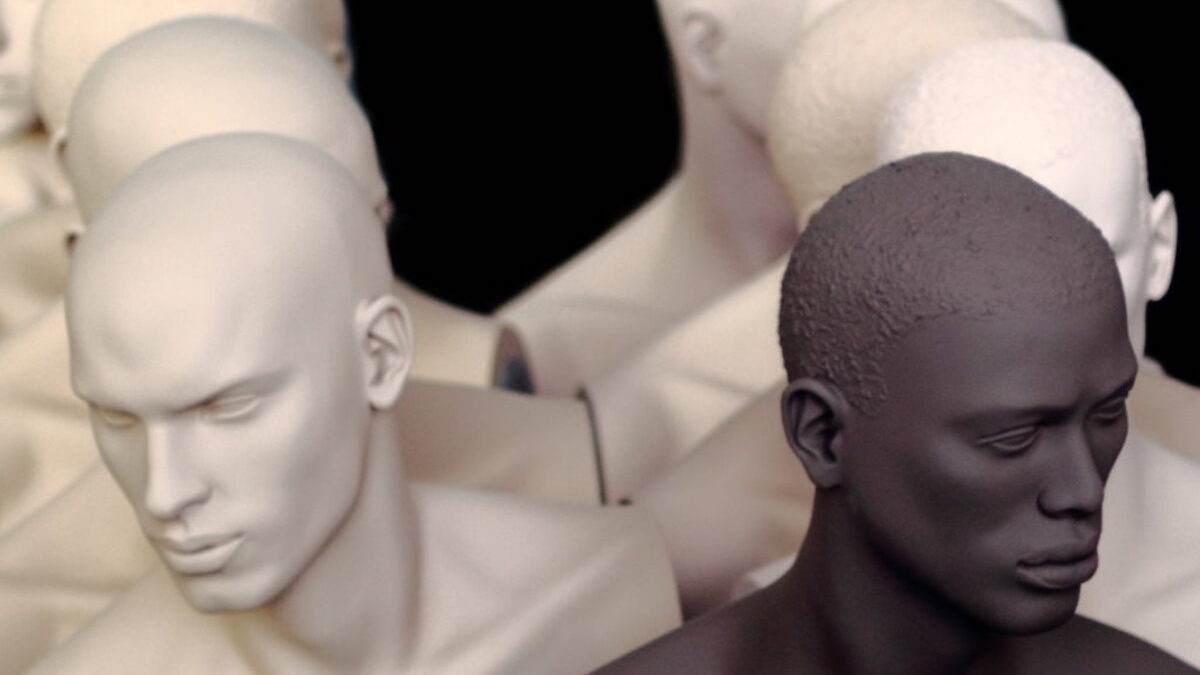 black and white mannequins symbolize diversity