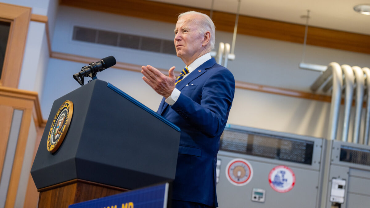 President Joe Biden delivers remarks on his economic plan, Wednesday, February 15, 2023, at IBEW Local 26 in Lanham, Maryland. (Official White House Photo by Adam Schultz)
