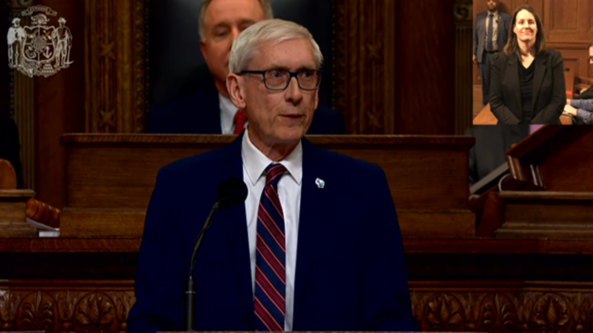 WI Gov. Tony Evers giving his 2023 State of the State address