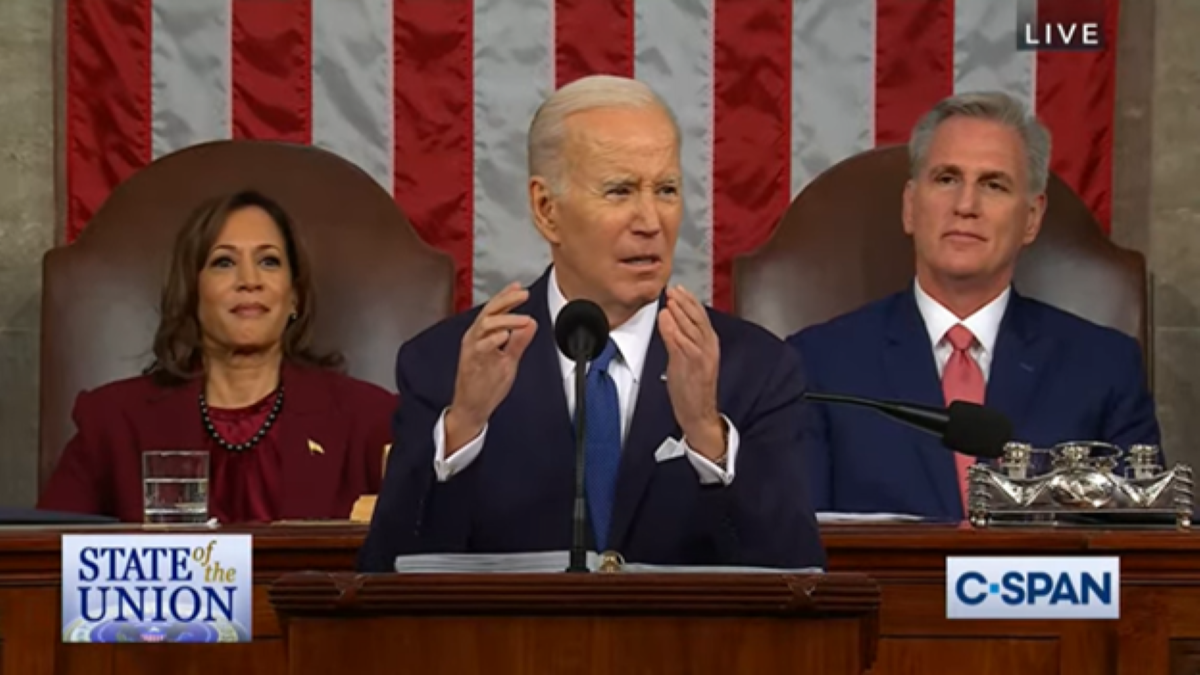 President Joe Biden giving his 2023 State of the Union address
