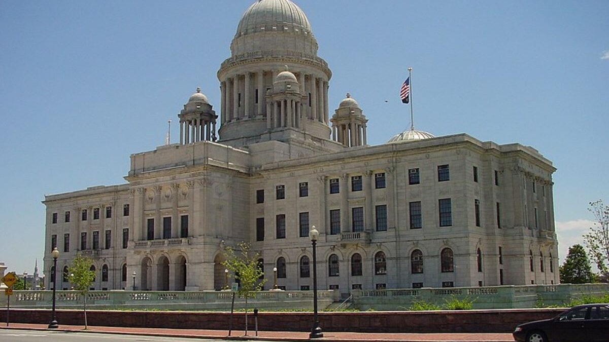 The Rhode Island State Capitol on a sunny day