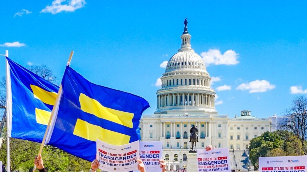 HRC flags and transgender signs outside US Capitol