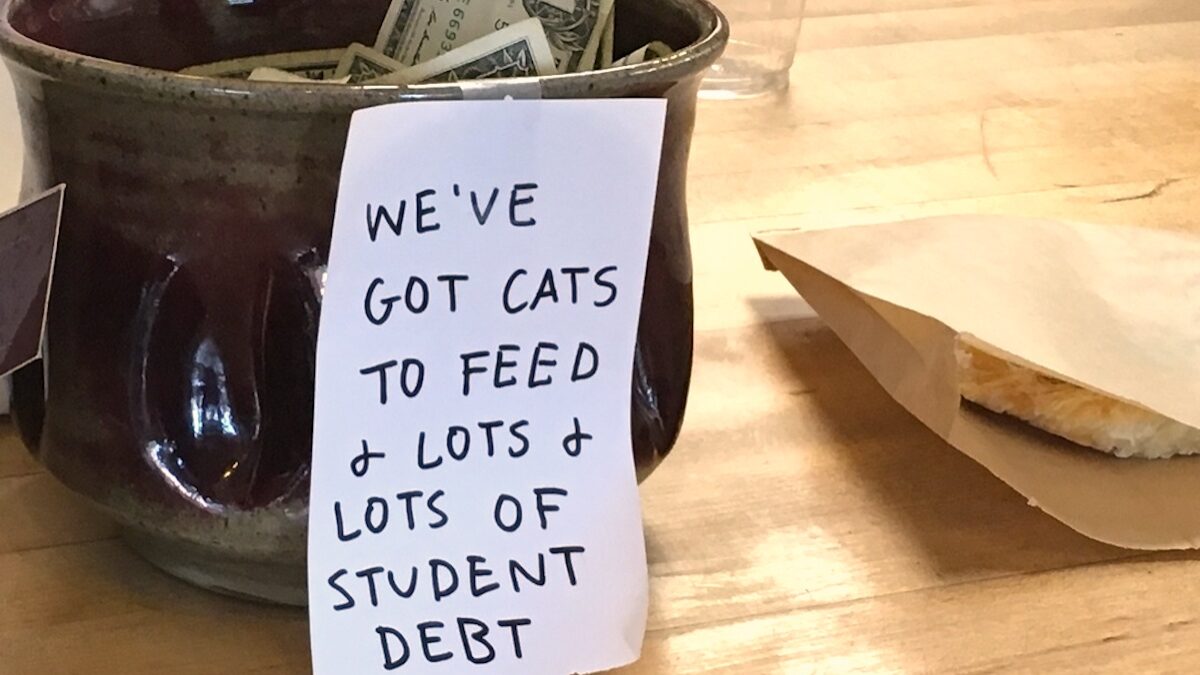 Tip jar on a counter