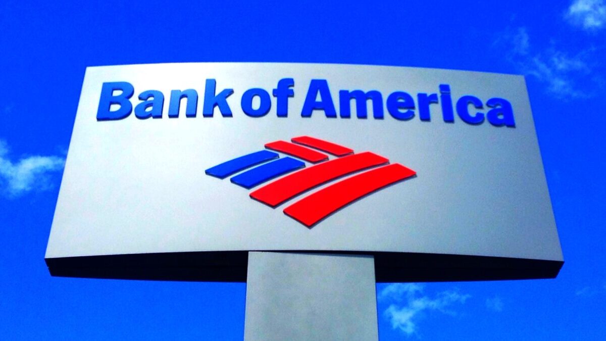 Bank of America sign with a blue sky in the background