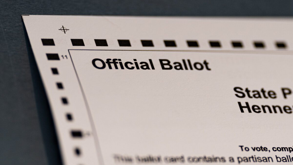 Close up of paper election ballot