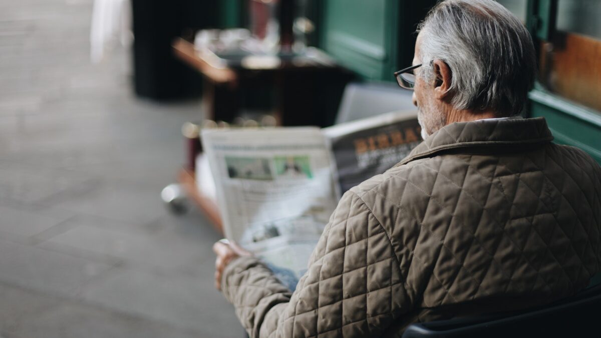 Boomer reads a newspaper