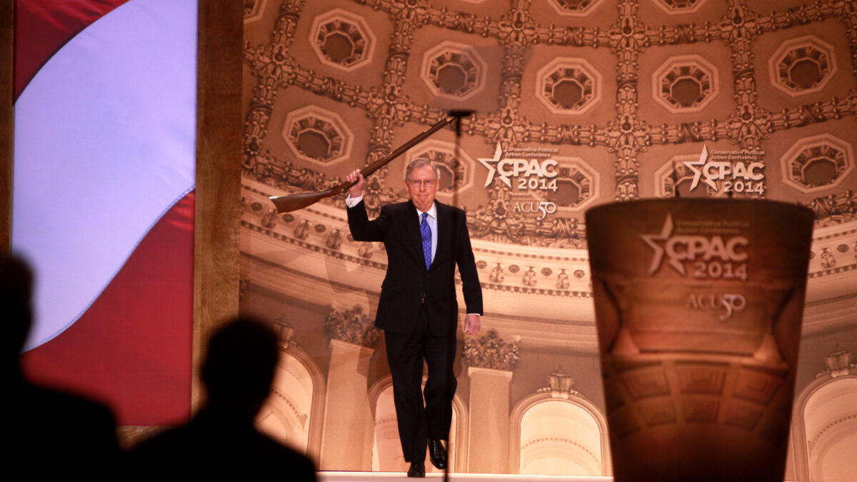 Mitch McConnell carries old gun on stage