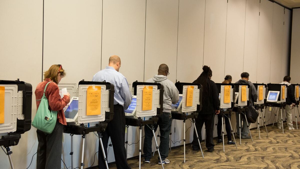 Maryland residents voting in an election