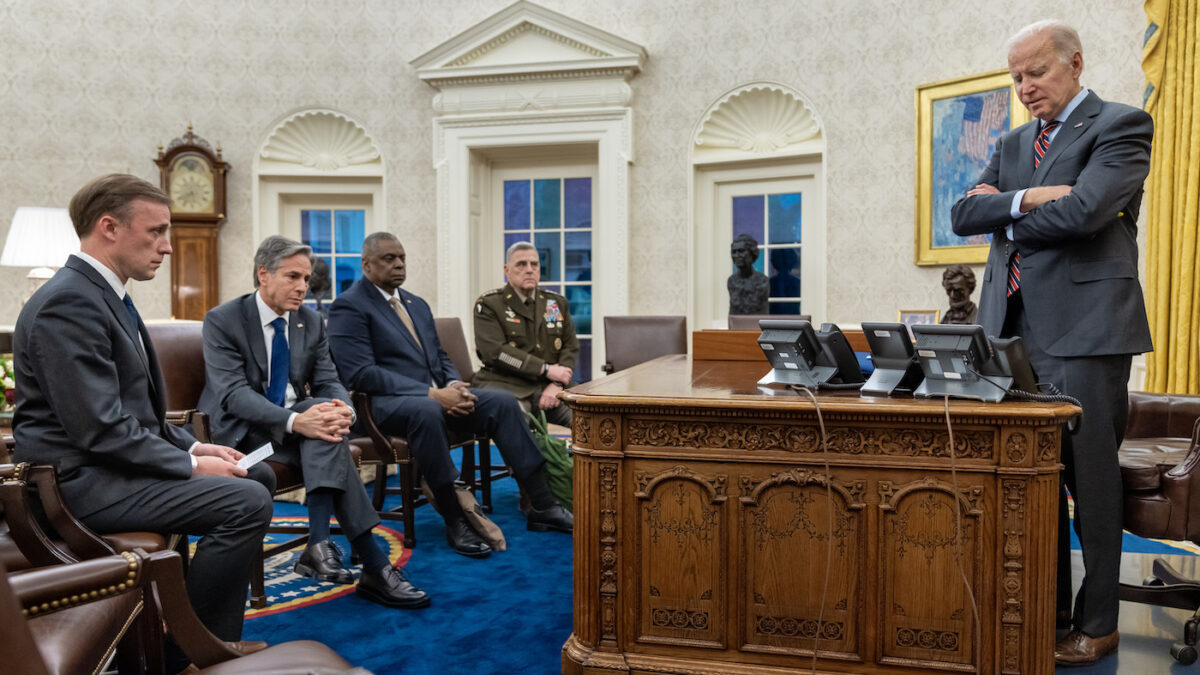 Biden discusses Afghanistan with advisers in the Oval Office