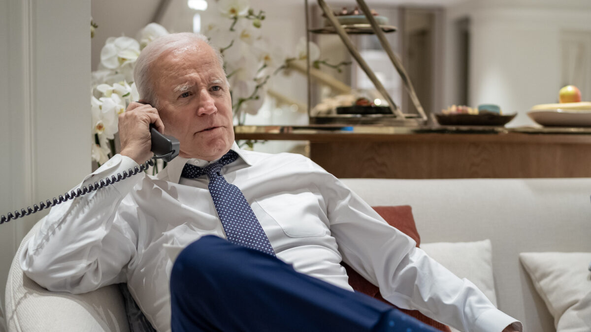 Joe Biden talks on the phone