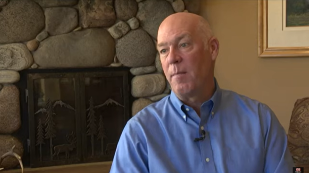 Greg Gianforte doing an interview with local media