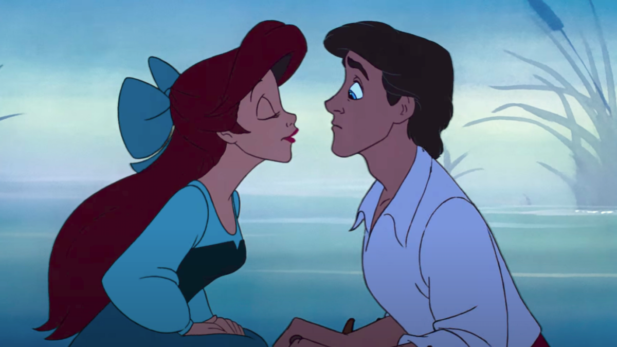 The Little Mermaid kiss the girl scene with Ariel and Prince Eric