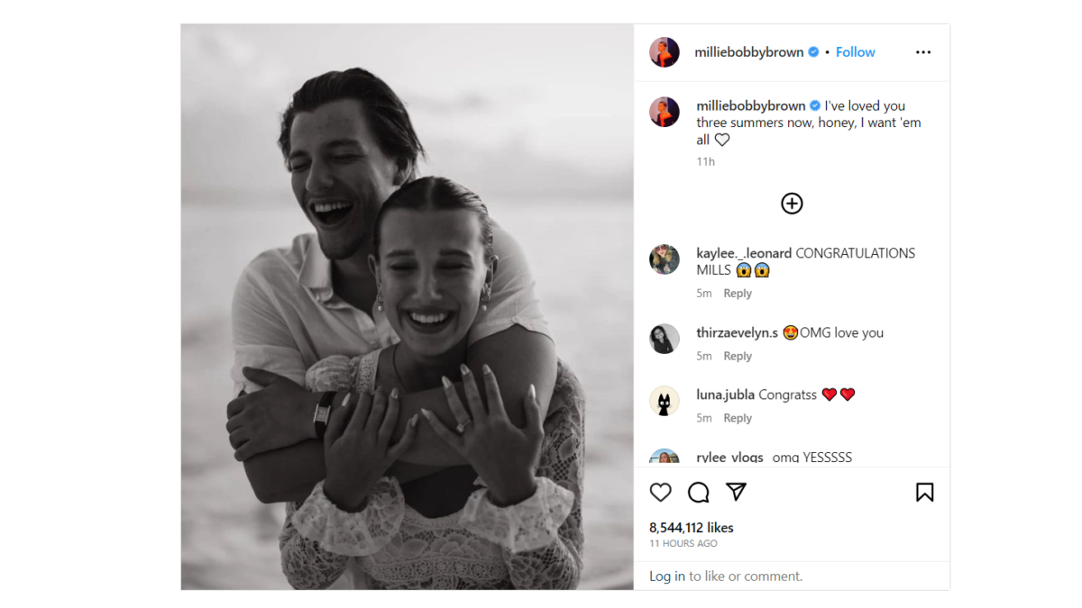 Millie Bobby Brown's engagement post