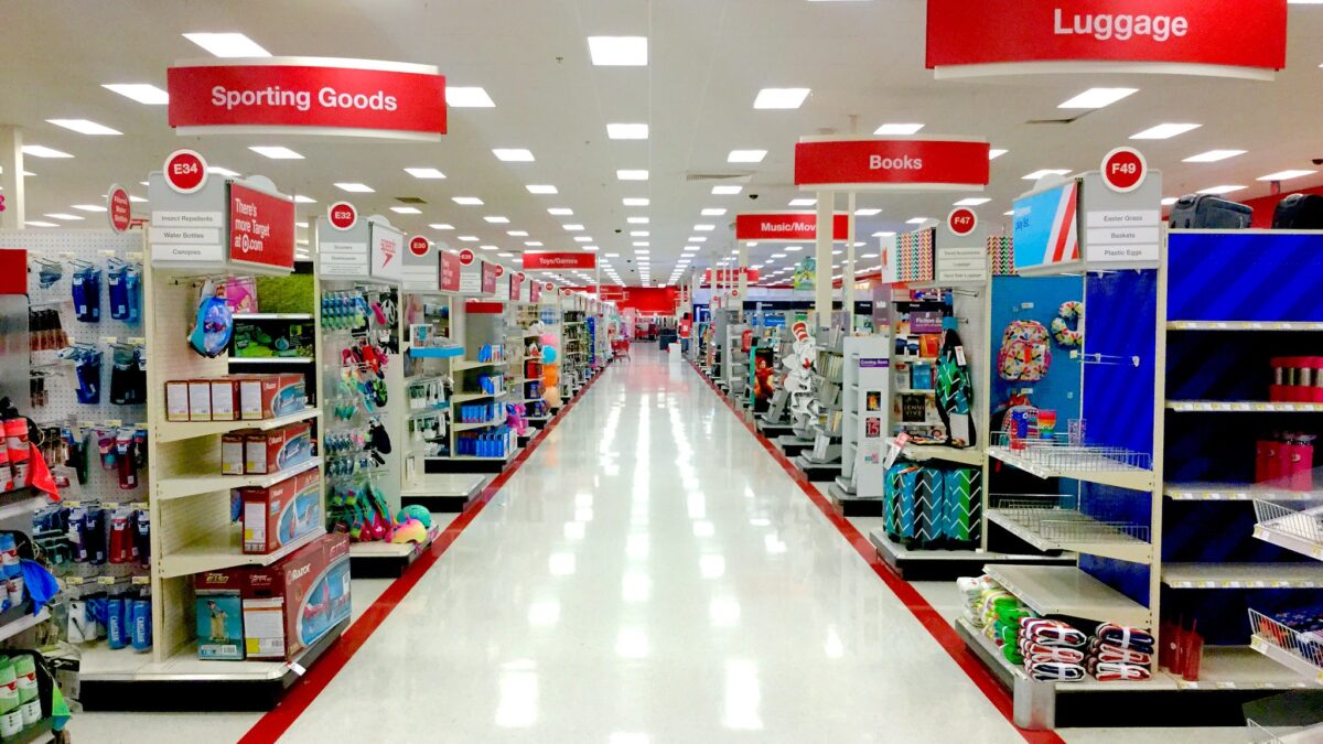 brightly lit Target aisle