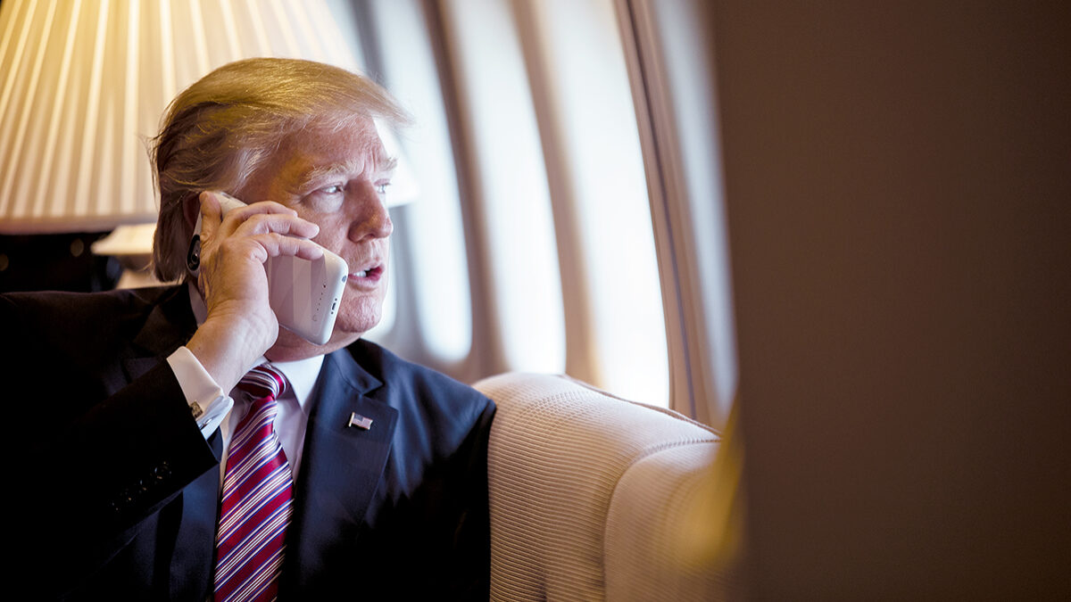Trump talking on cell phone