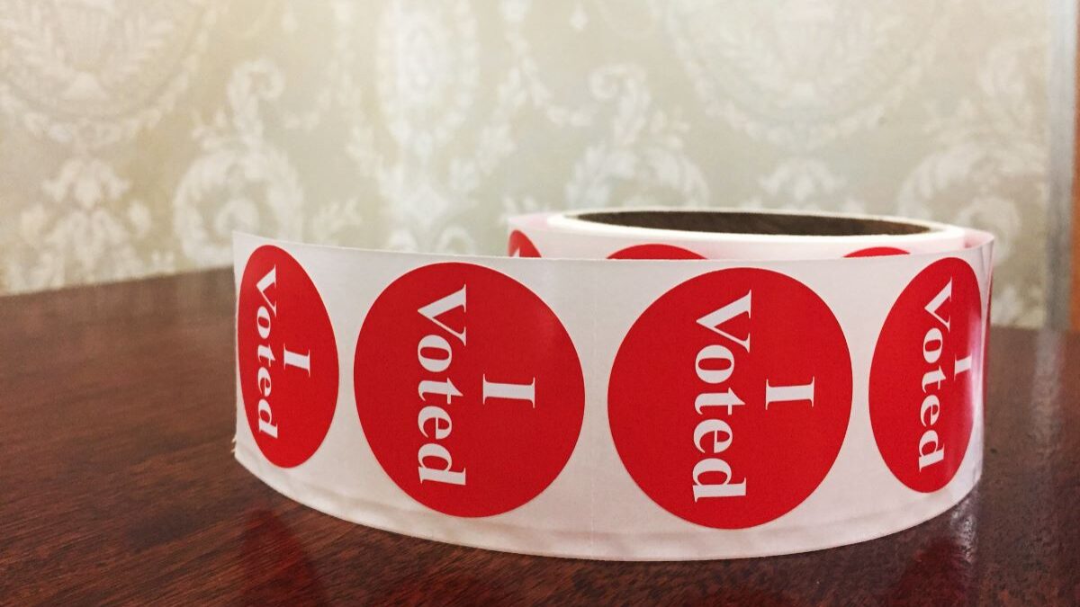 A roll of 'I voted' stickers