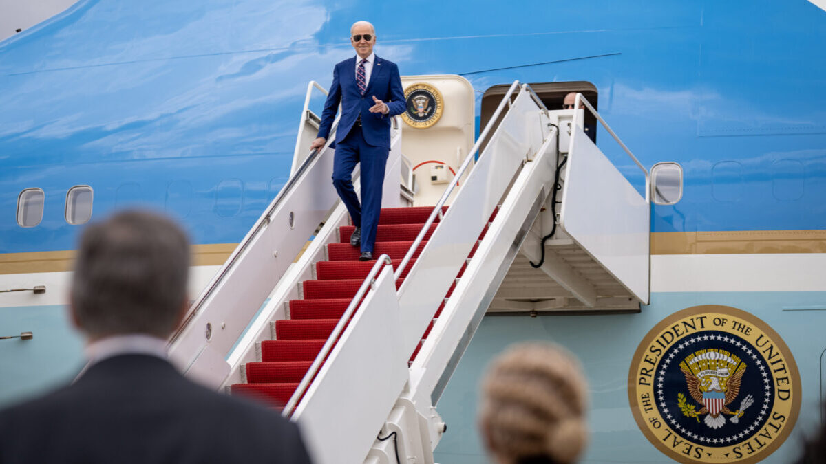 President Joe Biden disembarks Air Force One