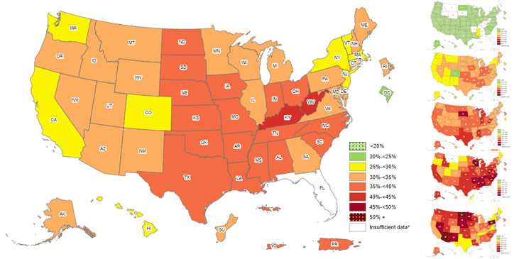 CDC obesity prevalence map