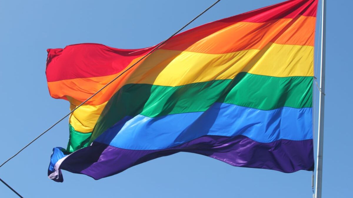 LGBT flag flying in the wind