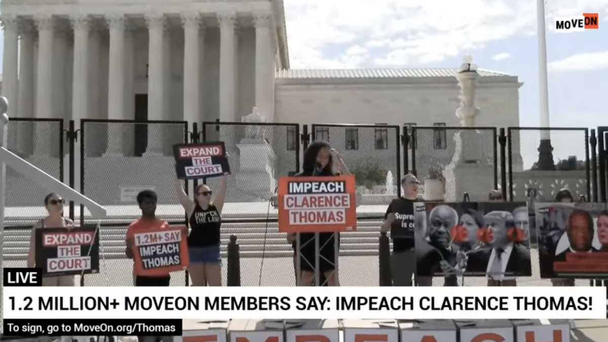 protestors calling for impeachment of clarence thomas