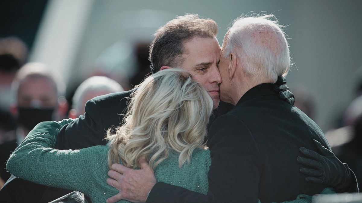 Hunter Biden hugging Joe and Jill Biden