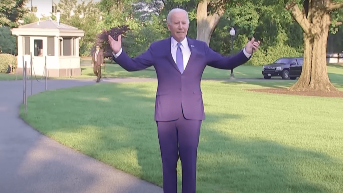 Joe Biden gestures on White House lawn