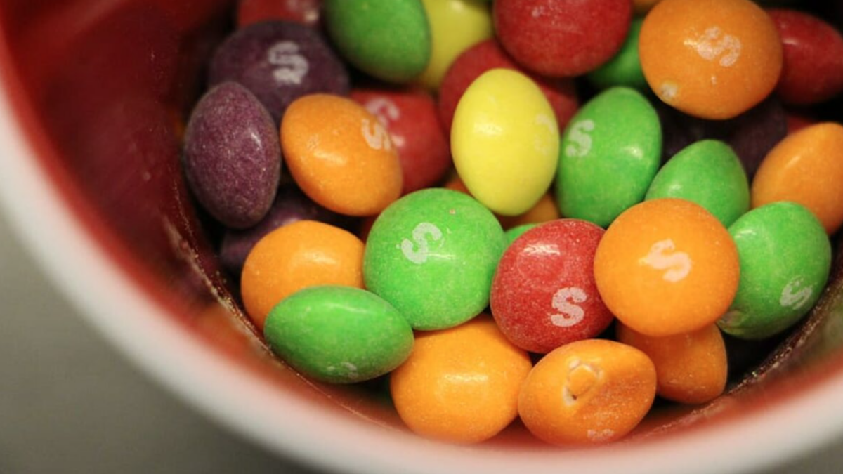 Skittles in a cup