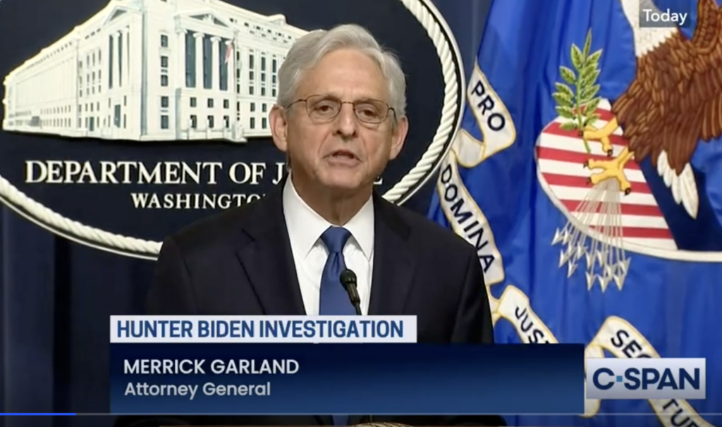 Garland’s move confirms shady nature of Hunter investigation.