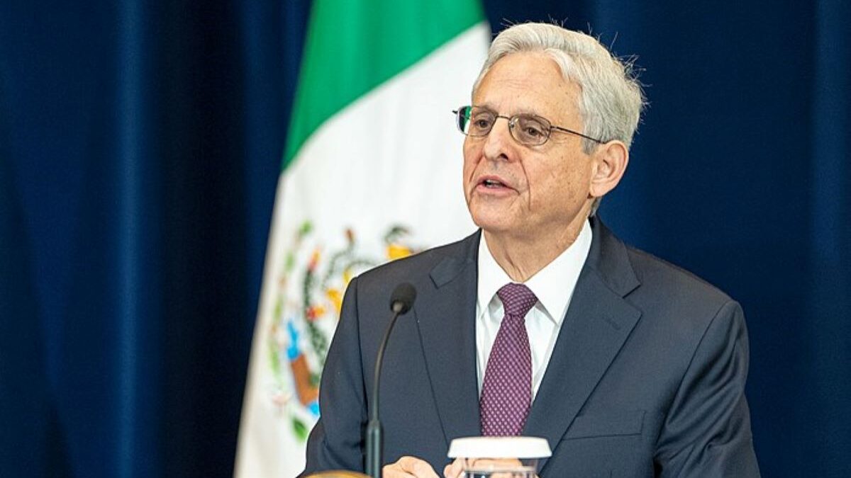 Merrick Garland speaking at a U.S.-Mexico event