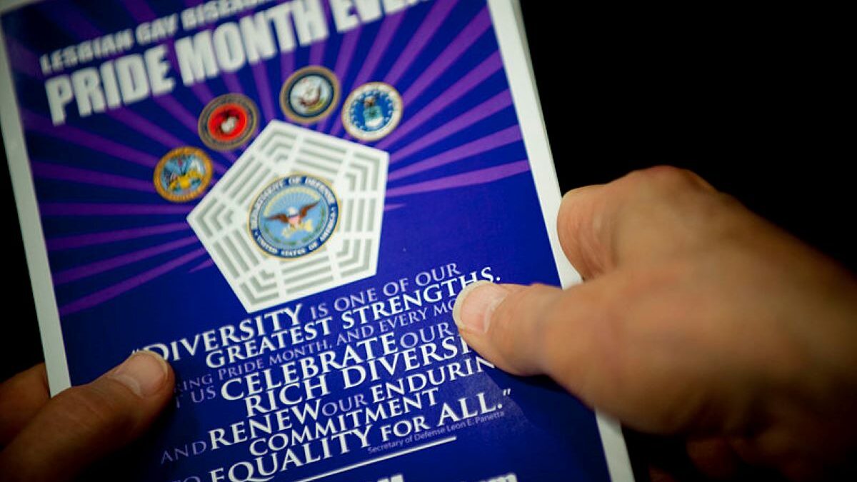 A pamphlet highlighting Pentagon pride month celebration