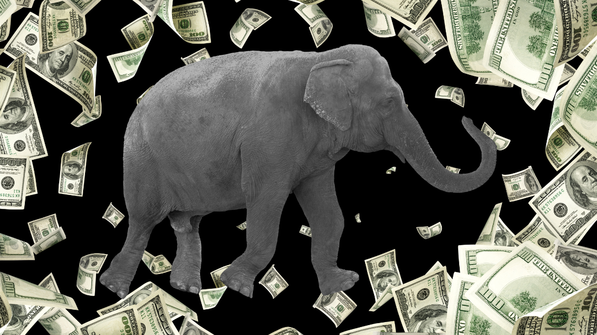 GOP elephant over black hole of cash