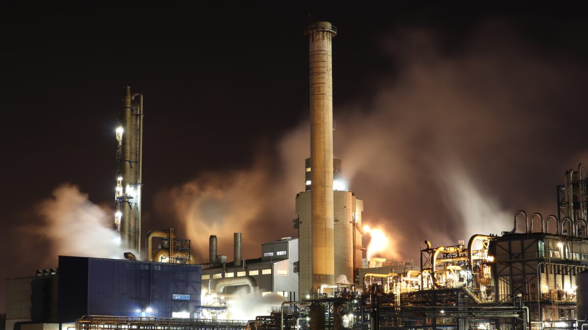 Coal power plant at night