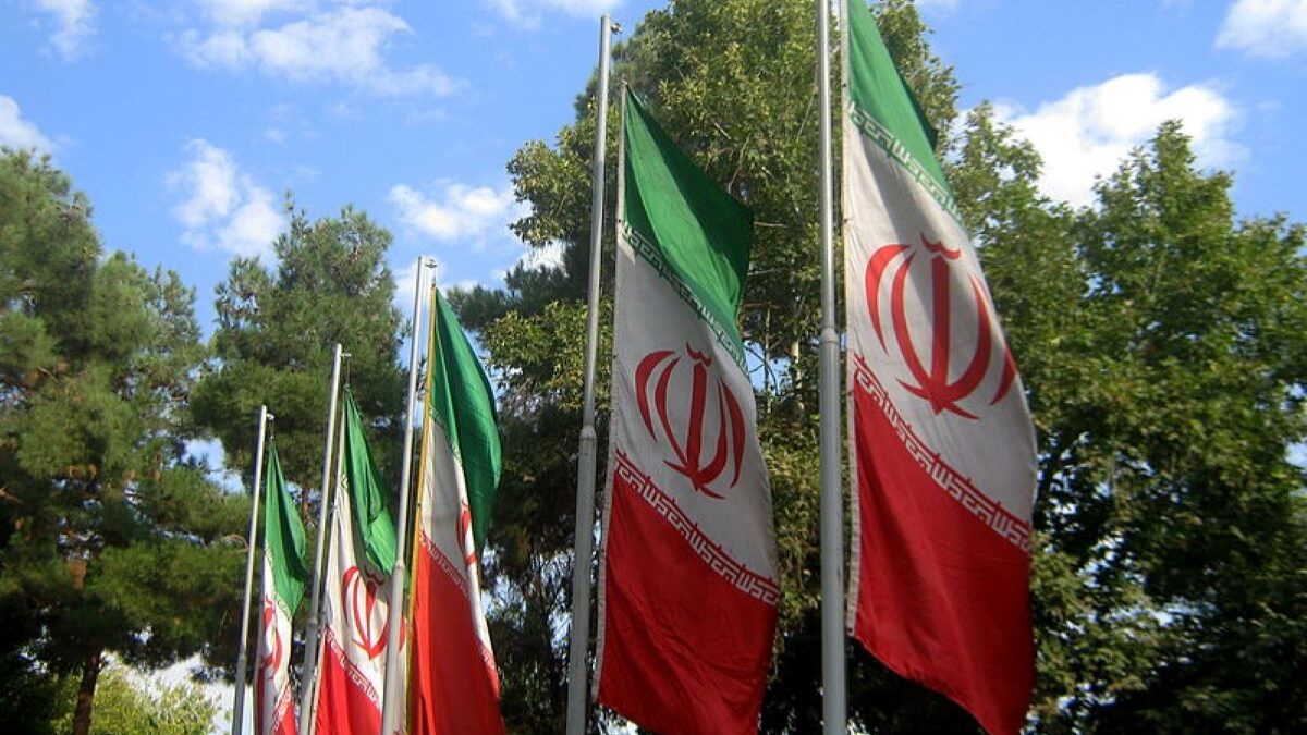 Iranian flags waving in the wind